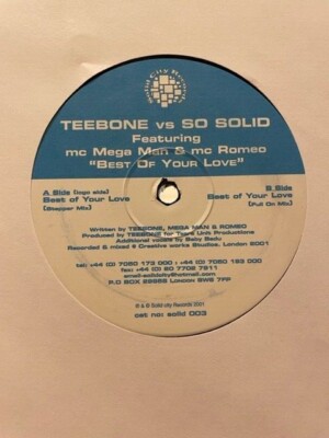 Teebone Vs So Solid Mc Mega Man & Romeo - Best Of Your Love 12'' UK Garage Vinyl 