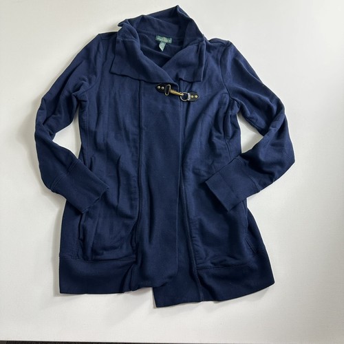 Lauren Ralph Lauren Sweater Womens Size Medium Blue Knit Hook Cardigan Casual
