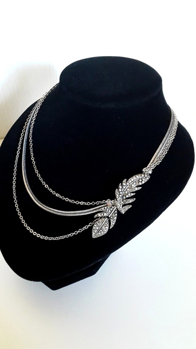 Collier à Trois Chaînes Fantaisie Lollipops – Métal Plume Fuchsia/Bronze, Neuf Avec Étiquettes
