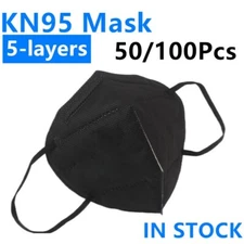 50/100Pcs Black Color KN95 Protective 5 Layer Mask Disposable Mask