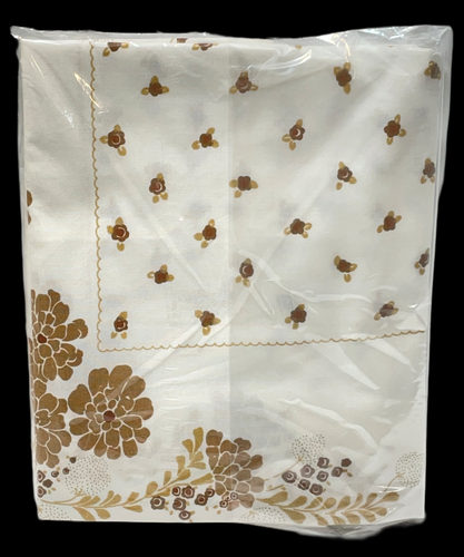 VTG Euro Pillow Sham White Brown Floral 100% Cotton 28.5"W x 30"L Button Closure - Picture 8 of 8