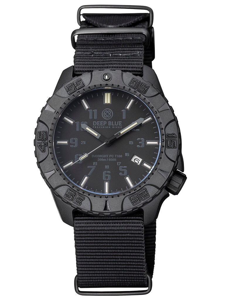 Deep Blue DayNight Poly Carbon 45mm Automatic Men's Diver Watch