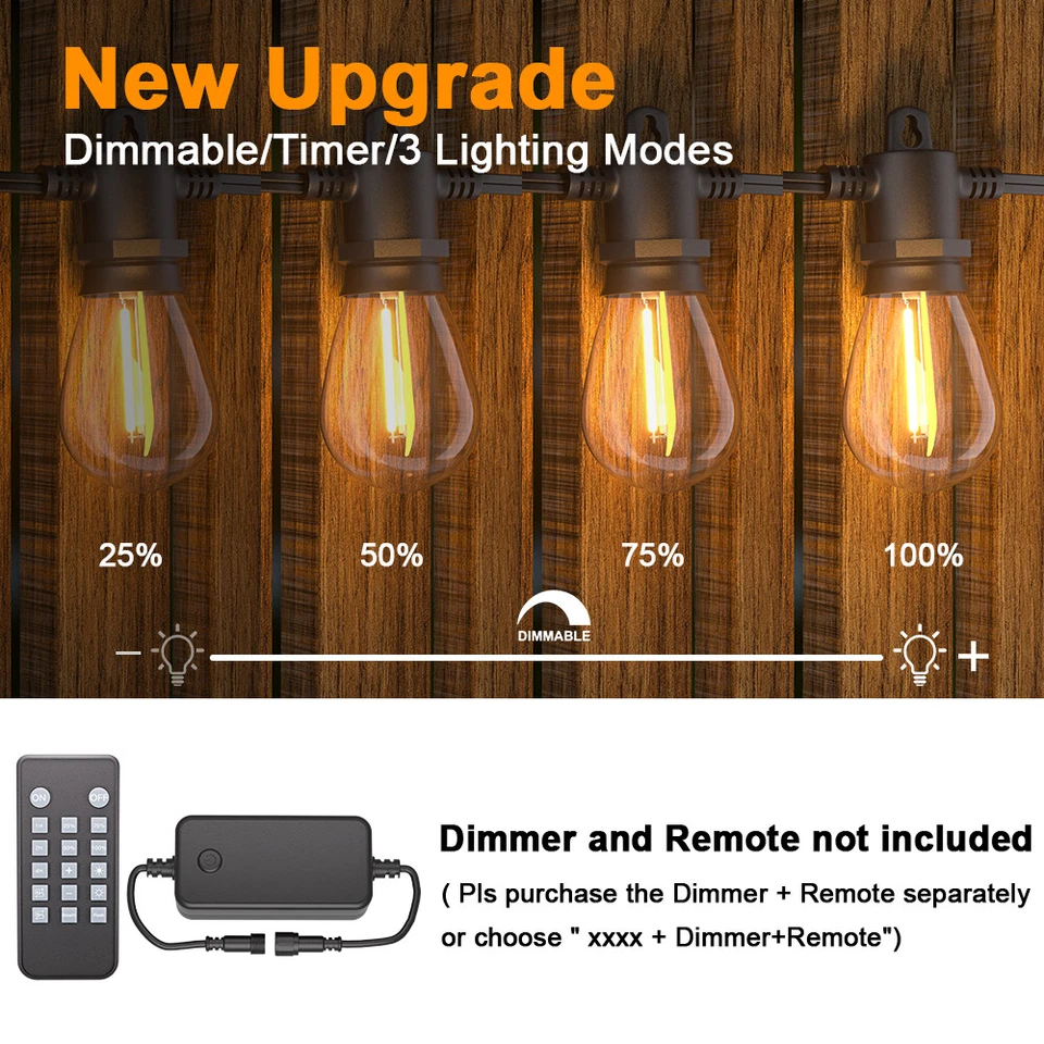 15.7M-157M Led Festoon String Lights Outdoor Dimmable Bulbs Xmas Wedding Party - image 2 of 4