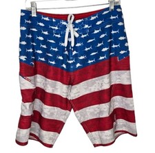 Pelagic American Flag Sharkskin Technology USA Swim Board Shorts Men  s Size 30