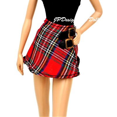Barbie Fashion roter Tartan Minirock Puppenkleidung Outfit