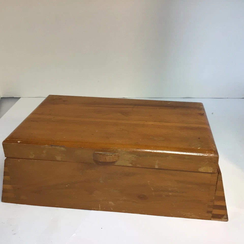 Wood CHEST .10.5 by about 3.5 tall. HANDMADE - Image 2 of 4