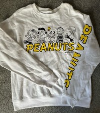 NWT WHITE SNOOPY PEANUTS LUCY SALLY LINUS SWEATSHIRT PULLOVER YELLOW LADIES LRG