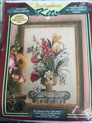 Just Cross Stitch Kit Februar von Marie Barber #40001 Vase mit Blumen