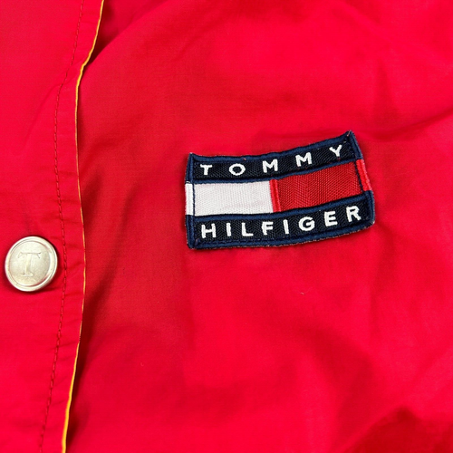 VTG Tommy Hilfiger Jacket Womens Small Red 1990s Big Logo Full Zip Nylon - Picture 3 of 17