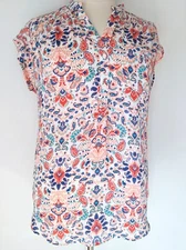 Pleione Polyester Colorful Floral Paisley Sleeveless Lightweight Blouse Size XL
