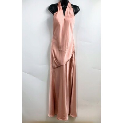 Revelry Women's Satin V Neck Sleeveless Fitted Long Bridesmaid Dress Size 4  | eBay