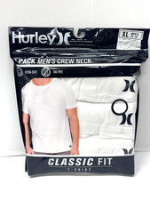 3 PACK HURLEY MENS CLASSIC FIT T-SHIRT ULTRA SOFT TAG FREE - White XL 46"-48"