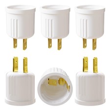 Outlet to Socket Adapter, Convert E26 Light Bulb Socket, white
