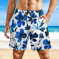 Men Ocean Bloom Anti Chafe Floral Hawaiian Shorts