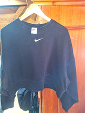 Nike Damen Sweatshirt XS Schwarz Rundhals Fle...