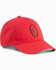  Ac Milan Puma Cappello Berretto Hat Unisex Rosso Essentials Baseball Poliester