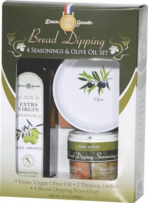 Dean Jacob's Bread Dipping for 2 (Boxed Set), Olive Oil Set With 4 Seasonings