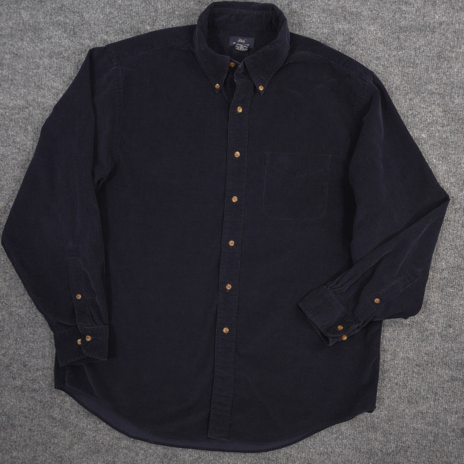 Brooks Brothers Corduroy Shirt Mens L Dark Navy Front Pocket Button Down Preppy