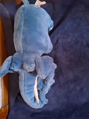 Vintage Stuffed Blue Mammoth  w/Baby Mammoth.