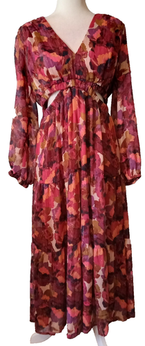Sexy Vestido Floral Largo Cintura Abierta Sofía Verga Para Mujer Talla XL Noche
