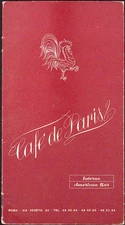 Cafe de Paris Internal American Bar French-English Vintage Menu READ READ