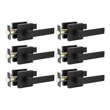 KNOBWELL 6Pack Matte Black Privacy Door Lever, Left/Right Hand