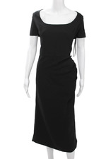 Carolina Herrera Women Sheath Dress Black Square Neck Short Sleeve Size 16