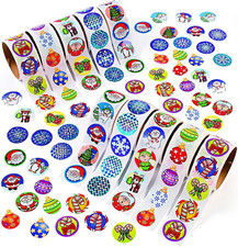 Christmas Holiday Scrap Booking Sticker Assortment - 10 Rolls, 100 Stickers Each