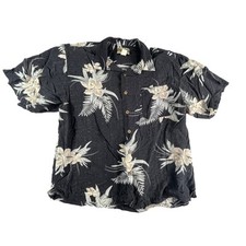 Original Island Sport Shirt Mens Large Hawaiian Black Button Up Short Sleeve