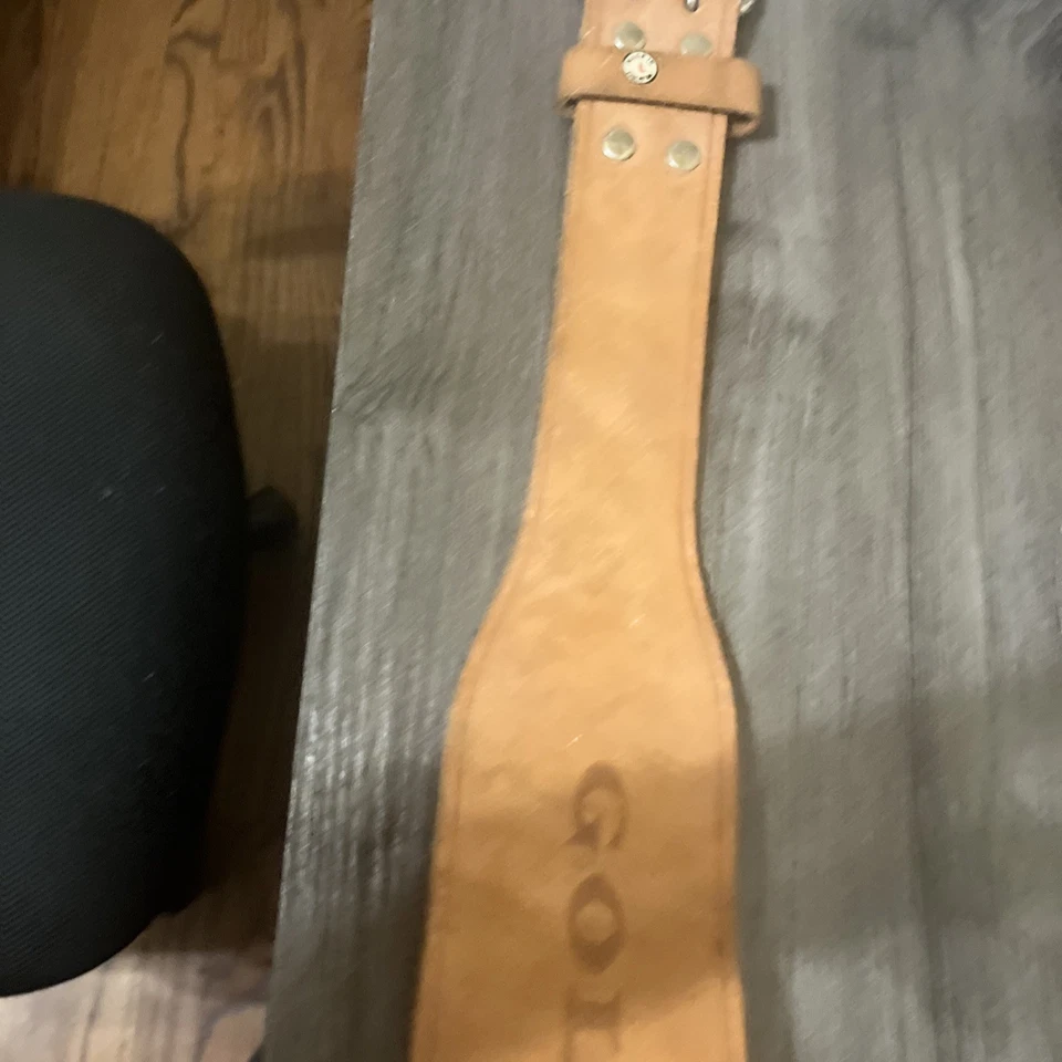 "Cinturón de levantamiento de pesas Gold's Gym Power de colección cuero marrón de la vieja escuela longitud 45""" Foto 3 de 3