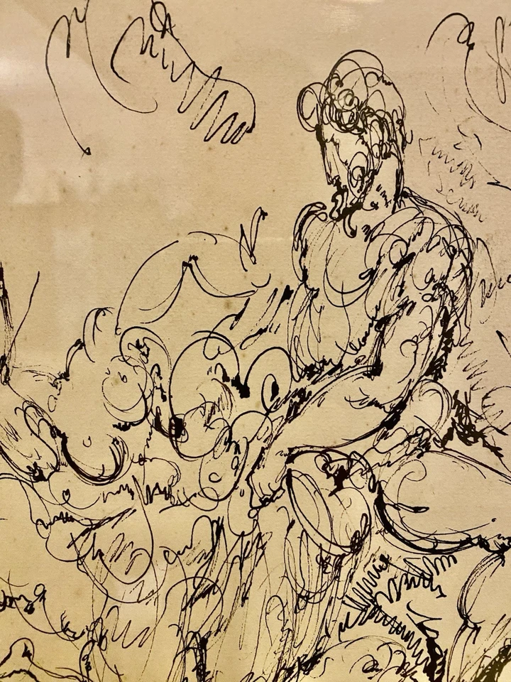 Harold Hope Read Framed Ink Drawing, Nudes, Risque, Erotic Scene Male and Female - image 4 of 4