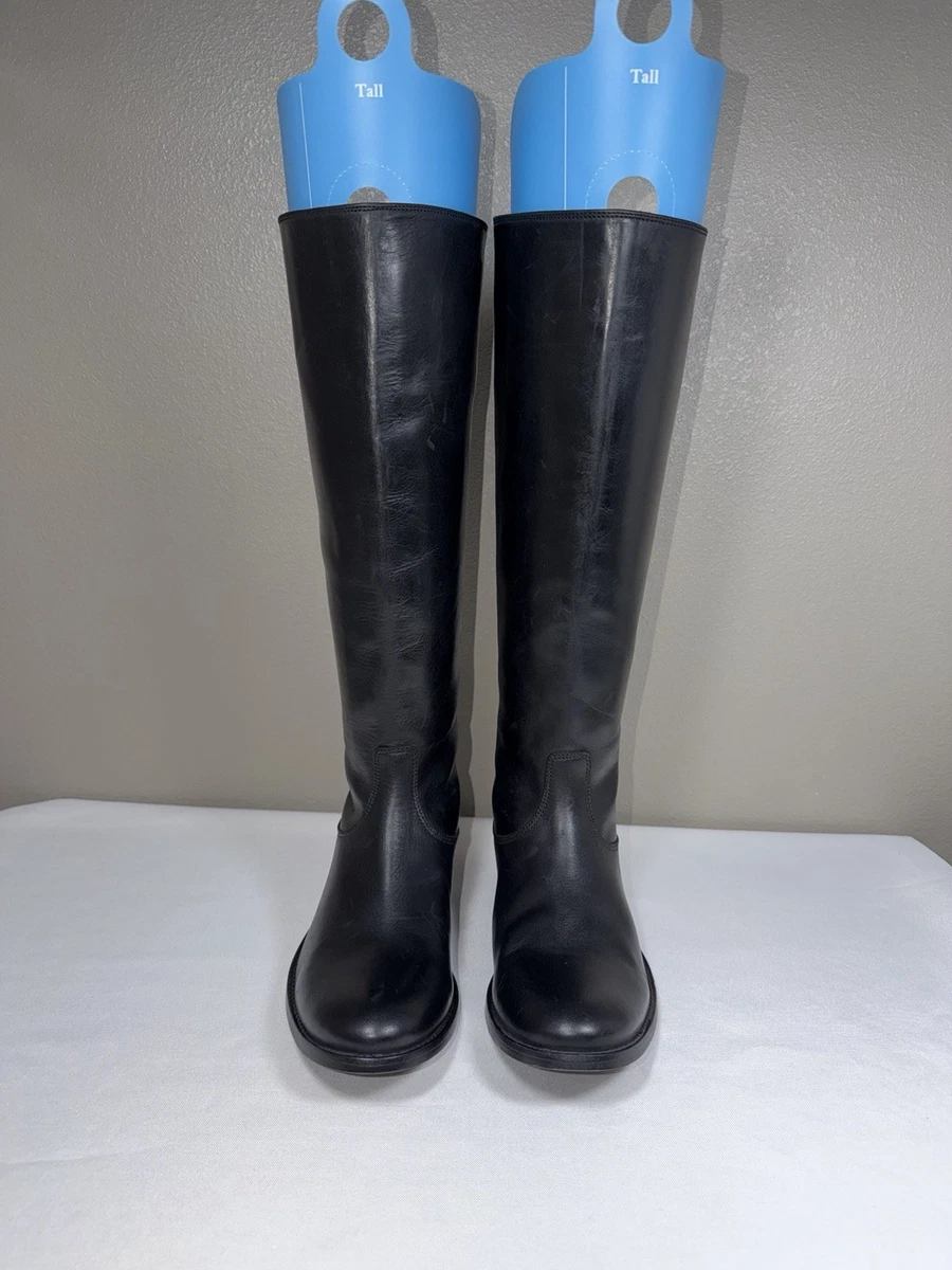 NWOT Frye Melissa Size 8 Button Back Zip Tall Riding Boots Black Leather