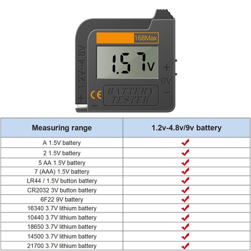 Comprobador de batería digital para todas las baterías C Aa Aaa D N 9V 6F22 y 1,5V Reino Unido - Imagen 3 de 8