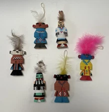 VINTAGE HOPI ROUTE 66 KACHINA DOLL LOT OF 6 WOOD CARVED NATIVE AMERICAN FOLK ART