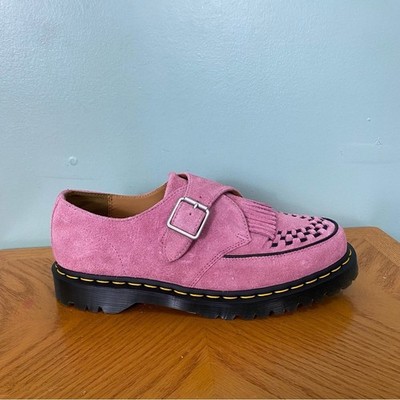 Dr Martens Ramsey Suede Kiltie Buckle Creepers Oxfords Pink Unisex