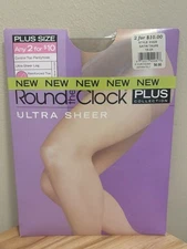 Round The Clock Control Top Pantyhose UltraSheer ReinforcedToe Satin Taupe 1X-2X