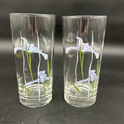 Vintage Corning Corelle  Shadow Iris  6  Drinking Glasses, VGC - Set Of 2