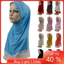 Muslim Kids Girls Instant Scarves Hijab Amira Islamic One Piece Turban Headwear