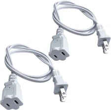 3 FT Extension Cord, Indoor Use, White Short Polarized US Two Prong Male Female 