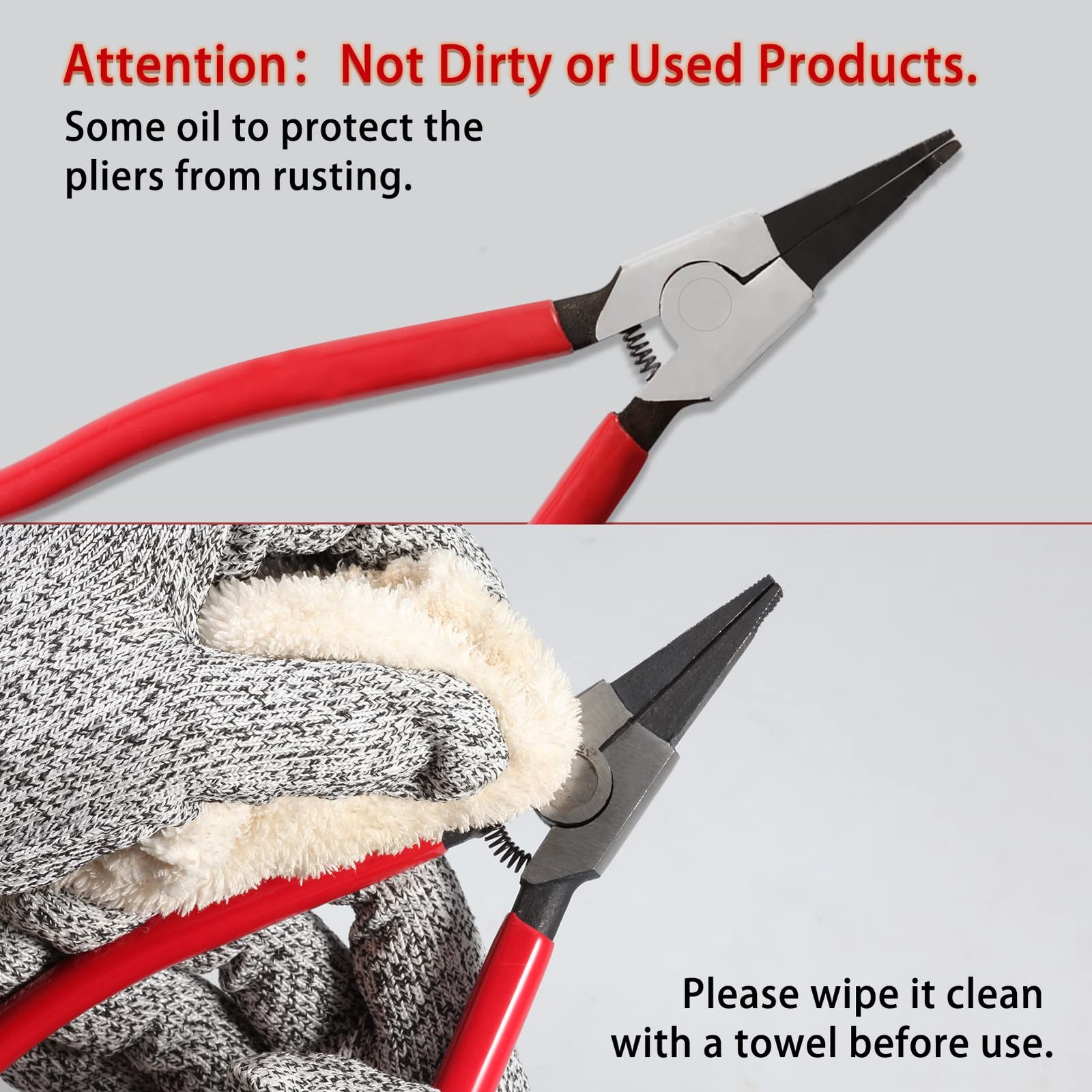 8-Inch Circlip Pliers - Special Reverse Angle Tip Ring Opening Spreader Pliers