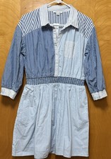 American Eagle Womens Cotton Mixed Media Striped Elastic Waist Lined Dress Sz M