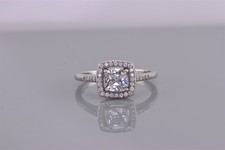 Sterling Silver Cushion Cut Cubic Zirconia Squared Halo Band Ring 925 Sz: 9