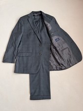 Brooks Brothers 346 Fitzgerald Fit Suit Men's 44L 37x31 Grey Plaid Wool EUC