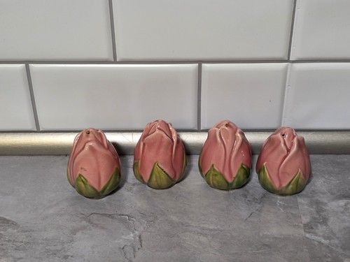 Vintage 1950's Franciscan Desert Rose Rosebud Shape Salt & Pepper Shakers 2 sets - Picture 3 of 3