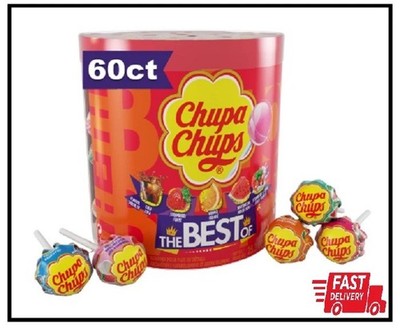 Chupa Chups  Best Of  Lollipop Assortment, 5 Flavors, Individually Wrapped Candy