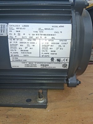 Nidec Motor Nameplate Shows A 5-HORSEPOWER Three-phase Motor Drive