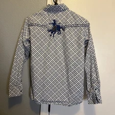 Cowboy Hardware Boys Size L 10/12 Western Rodeo Shirt Long Sleeve Pearl Snaps