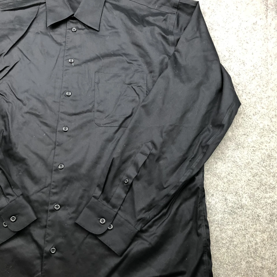 Pronto Uomo 衬衫男式 17.5 2XL 高黑色非铁质礼服纽扣长袖 — 第 3/4 张图片