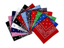 100 Cotton Paisley Printed Bandanas 12 PCS 22x22 Inches Large Thick Scarfs F...