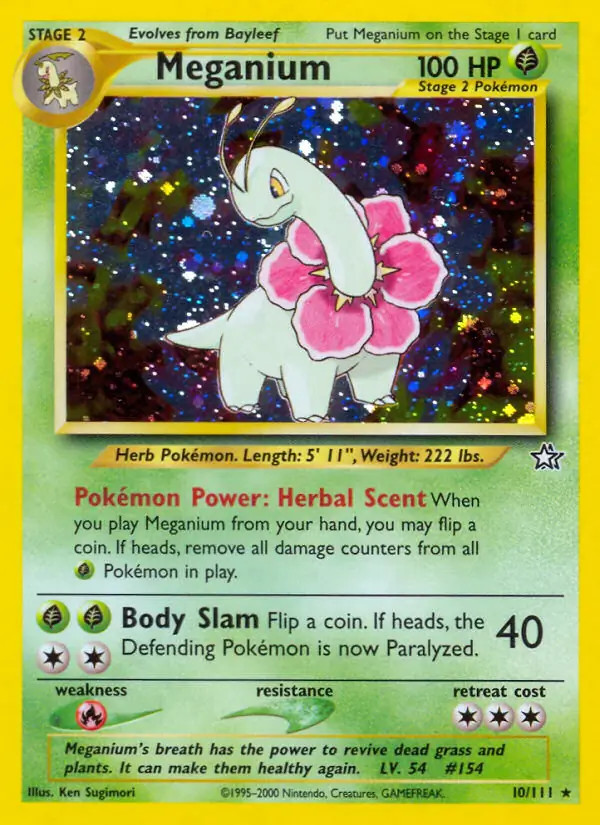 Meganium - 10/111 - Pokemon Neo Genesis Unlimited Holo Rare Card WOTC NM